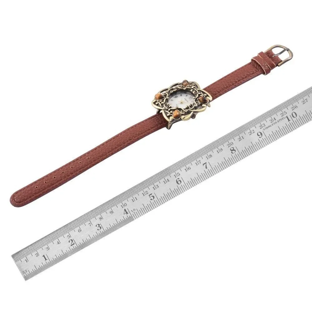 STRADA Watch Austrian Crystal Tiger's Eye